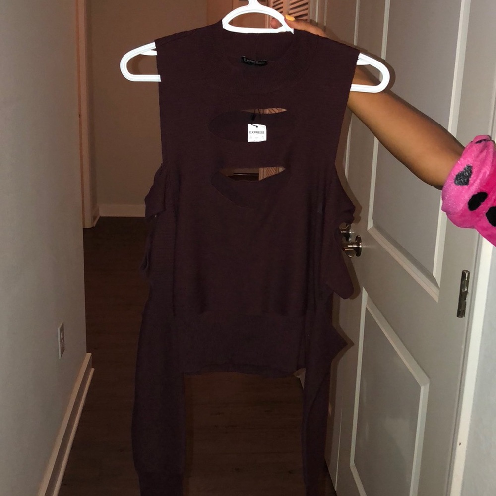 Express sexy burgundy sweater shirt.